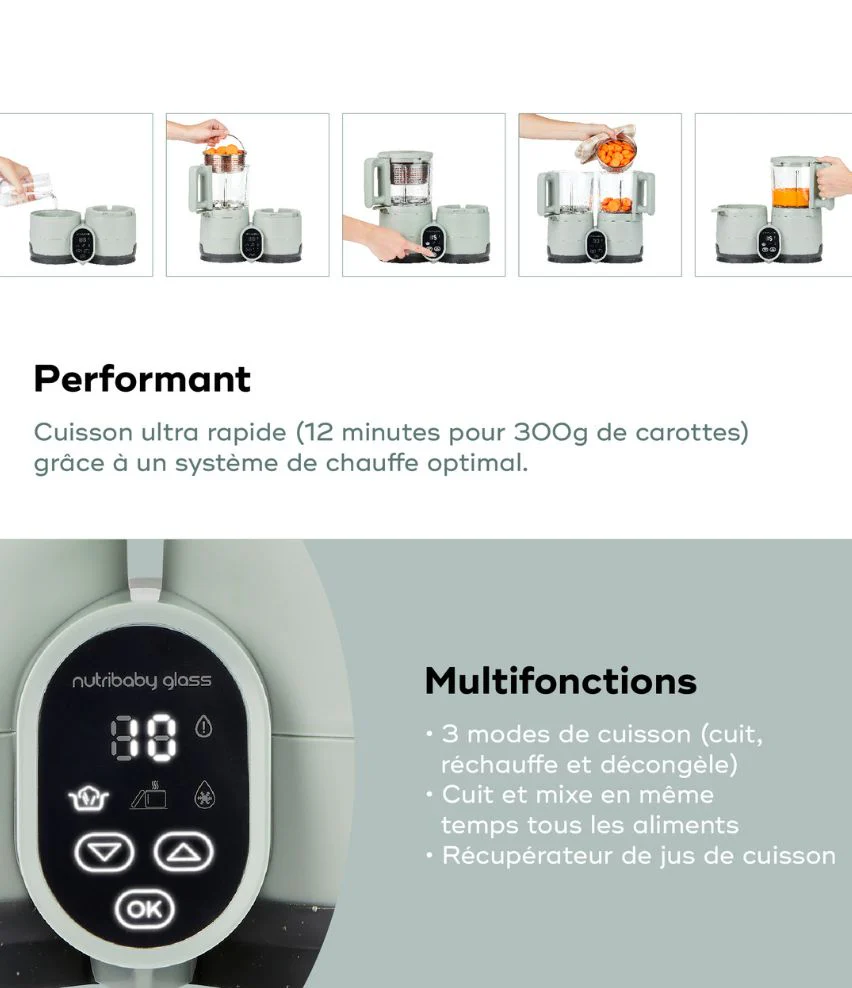 Robot en verre cuisson rapide - Nutribaby Glass Celadon - Image 5